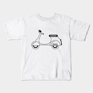 Illustration of stylized black and white scooter (motorcycle) Kids T-Shirt